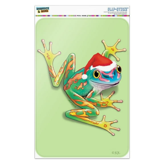 Santa Hat Rainforest Christmas Tree Frog Home Business Office Sign