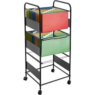 3 Tiers Rolling File Carts,Metal  Hanging File Folder Rack,with Wheels Hanging Files,Files Storage Rack,for Home,Office,School