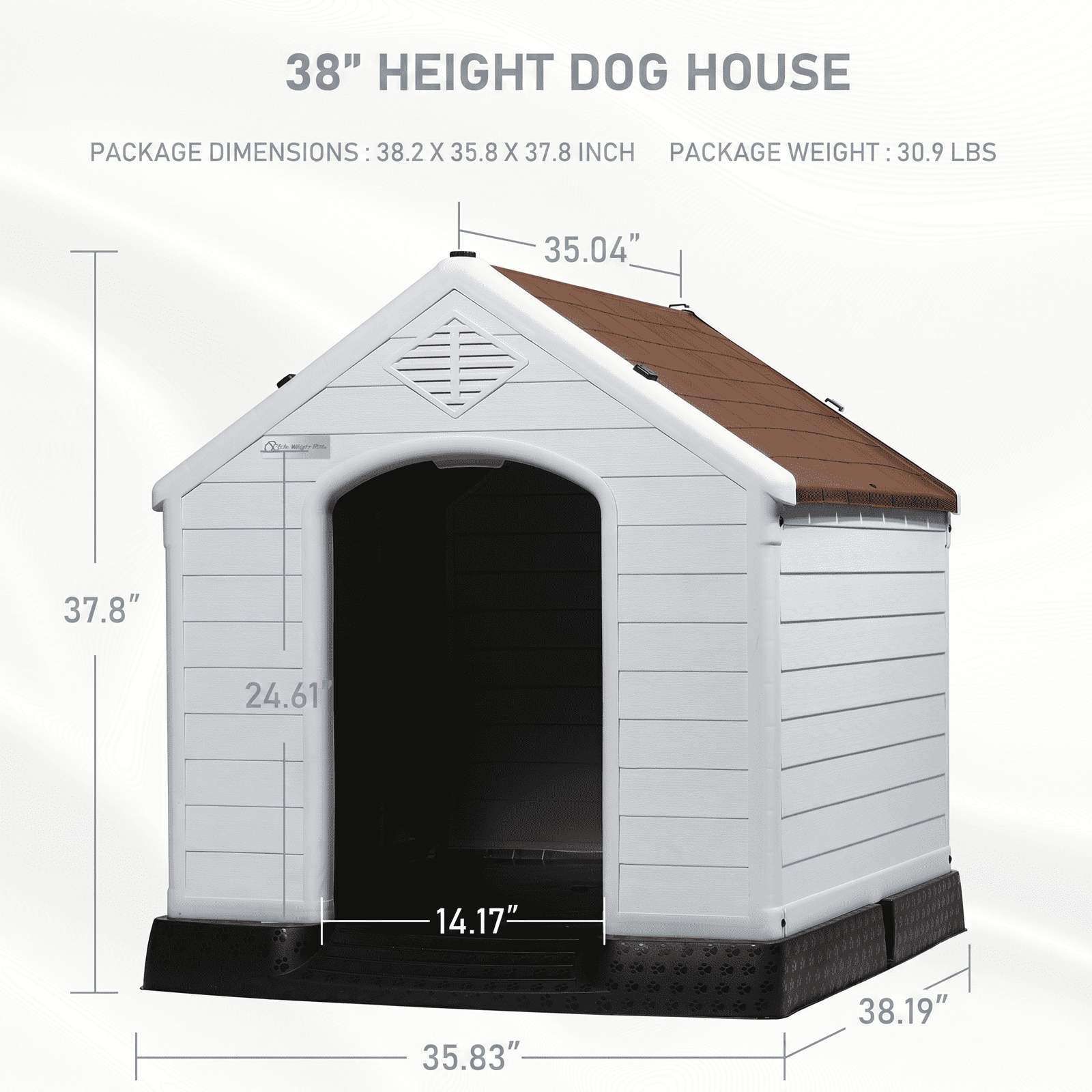 Waleaf Durable Waterproof Plastic Dog House for Small to Large Sized Dogs, Indoor Outdoor Doghouse with Elevated Floor