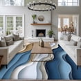 thumbnail image 3 of 6'x9' Area Rugs, Modern Blue Brown Indoor Outdoor Area Rug for Living Room Bedroom, Coastal Beach Wave Geometric Washable Bathroom Rugs Kitchen Floor Carpet Mats Home Decor Aesthetic, 3 of 8