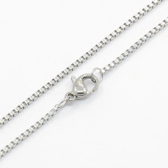 304 Stainless Steel 10 pc Tarnish Resistant Unisex 304 Stainless Steel box Chain Necklaces with Lobster Claw Clasps Stainless Steel color 17.7 inch(45cm)