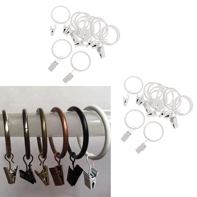 Anillos De Cortina De 24 Piezas Con Ojal, Diámetro Interior Aro De Varilla De Cortina De Prueba De Herrumbre Con Ganchos Fuertes Macarena Gancho de anillo de cortina con clips