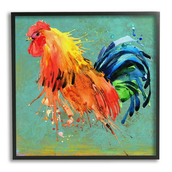 Stupell Urban Abstract Rooster Splash Animals & Insects Painting Black Framed Art Print Wall Art