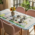 thumbnail image 3 of Easter Table Cloths for 5 Foot Rectangle Tables, Spring Gnomes Bunny Butterfly Duck Floral Plaid Patio Waterproof Elastic Fitted Tablecloths, Washable Rectangular Table Cover for Camping, 3 of 8