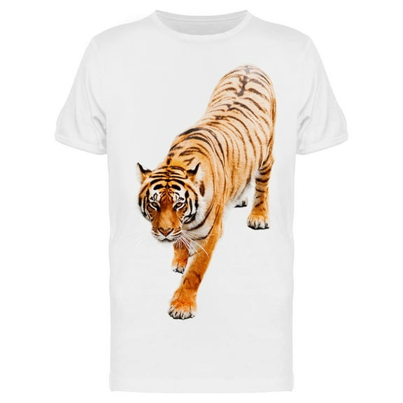 Top View Of Walking Bengal Tiger T-Shirt Men -Image by Shutterstock, Male Large
