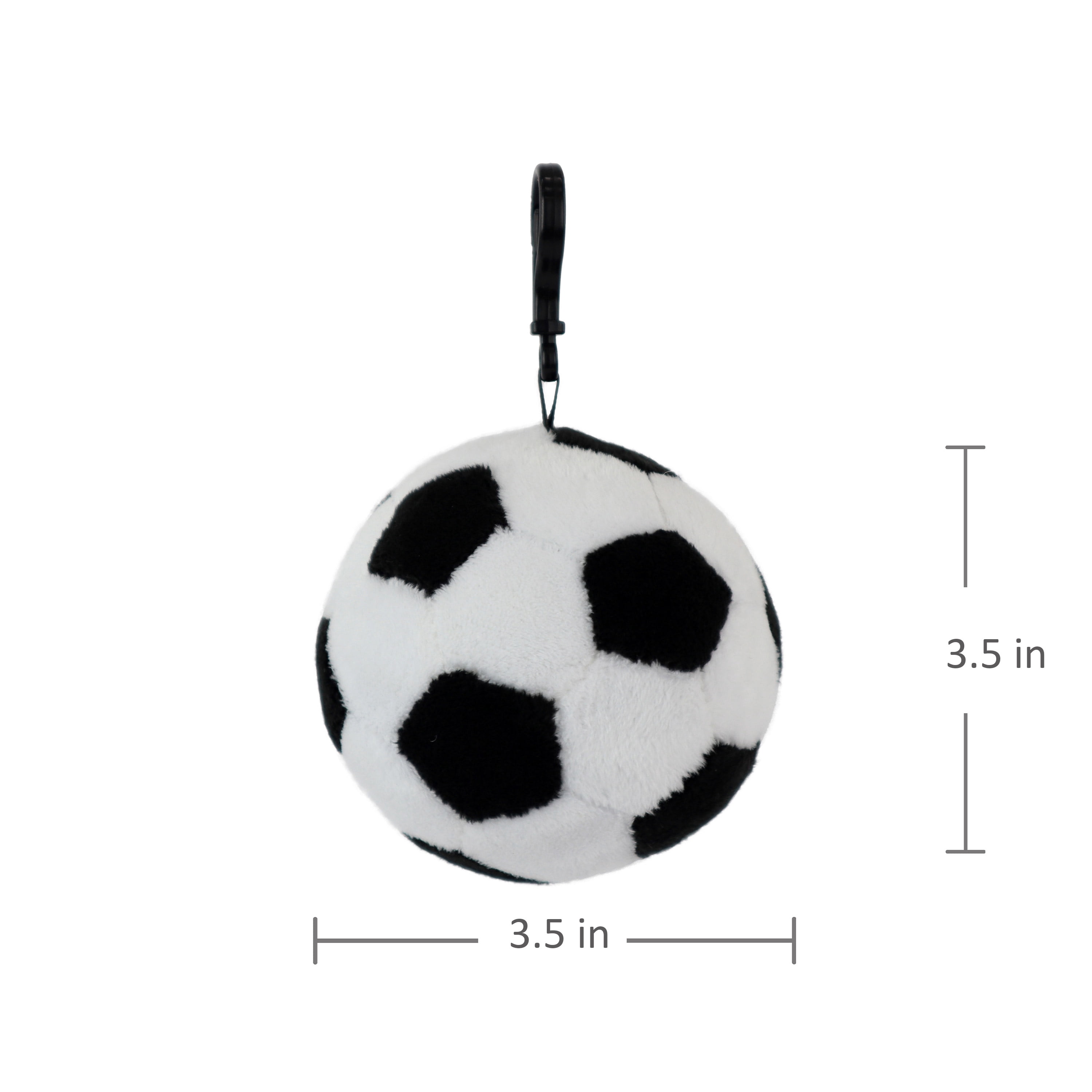 Pen + Gear Backpack Clip, Plush 3.25in Stuffed Black/White Soccer
