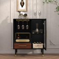 thumbnail image 4 of ARTPOWER Modern Coffee Bar Cabinet with Wine Glass Rack and Drawers, Black Liquor Cabinet with Pull-Out Wine Storage for Kitchen, Dining Room, Living Room, 4 of 9