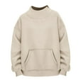 thumbnail image 7 of Lenpel Oversized Sweatshirt for Women Turtleneck Long Sleeve Casual Pullover Tops Winter Fall Fashion Outfits with Pocket(Beige,XX-Large), 7 of 7