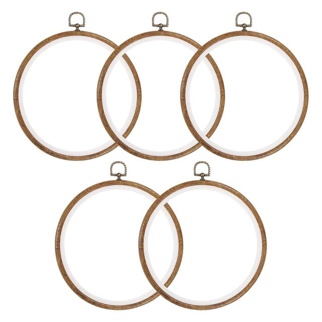Aros para bordar PATIKIL redondos de madera imitada, 20 cm, 5 piezas