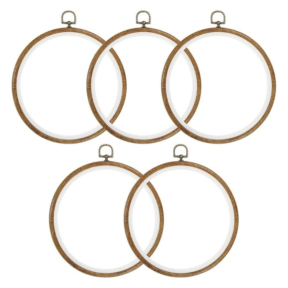 Aros para bordar PATIKIL redondos de madera imitada, 20 cm, 5 piezas