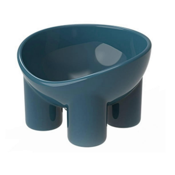 Elevated Pet Bowl Backflow Prevention Multifunctional Ergonomic Tilted Raised Food Water Bowls for Cat Dog Lake Blue
