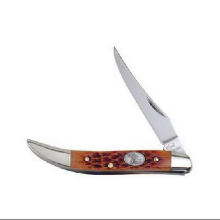 Steel Warrior Toothpick Burnt Peachseed Bone Handle Pocket Knife with 440 Steel Blade QGM6421
