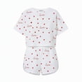 thumbnail image 4 of QINGFSAP Womens Cherry Print Lounge Set Pointelle Top and Elastic Shorts Summer Sleepwear, 4 of 5