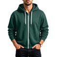 thumbnail image 4 of Men's Zip Up Hoodies Adjustable Drawstring Solid Hooded Jacket Fall Winter Lightweight Causal Athletic Jacket, M, 4 of 5