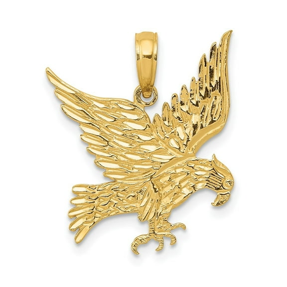 Diamond2Deal 14K Yellow Gold Eagle Pendant for Women (L-20 mm,W-19 mm)
