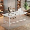 thumbnail image 5 of Homieasy Large Desk, 70.8 x 31.5 Inch Extra Long Executive Computer Desk, Heavy Duty 2 Person Desk, Premium Super Thick Study Writing Table Computer Table, White, 5 of 7