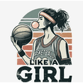 thumbnail image 2 of "Like A Girl" Women's Basketball Women's White Crew Neck Short Sleeve Crop Tee-XXL, 2 of 3