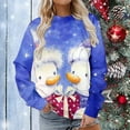 thumbnail image 1 of Chandail à Capuche de Noël pour Femmes Manches Longues Décontracté Impression de Noël Col Rond Chandail Tunique Hauts en Liquidation, 1 of 5