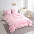 thumbnail image 3 of Feelyou Aztec Twin Bedding Sets 7-Piece for Adult, Pink Boho Triangle Bedding Comforter Set, Western Tribal Mandala Sheet Sets, Breathable Room Decor, 3 of 7