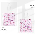 thumbnail image 3 of DouZhe Reusable Grocery Bags, Pink Valentine Paris Lightweight Polyester Canvas Cloth Tote Bag for Travle Gym Shopping School, 15" x 16", 3 of 7