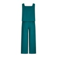 thumbnail image 5 of 2026 ! JINMGG Two Piece Outfits Women, 2026 Fashion Fall Women's 2-piece Casual Suit Linen Shorts Sleeveless Top Vest Sleeveless Crewneck Top/Shirt Suit Sky Blue XXXL, 5 of 6