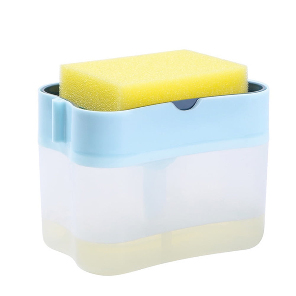 Details about   Manual Press Soap Dispenser With Sponge Box Double Layer  2 in 1 Scrubber Holder 