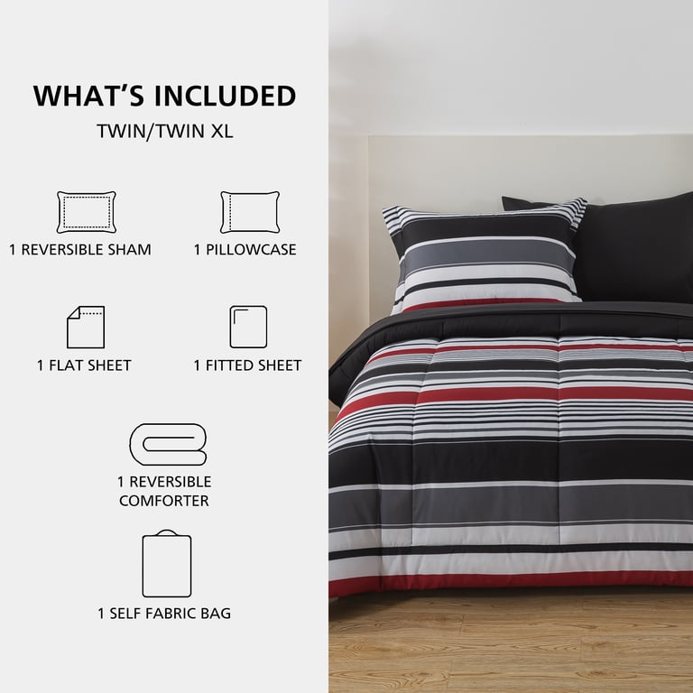 Free Shipping! Mainstays Reversible Bed in a Bag Comforter Set