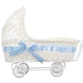 thumbnail image 1 of Wedding Favors Box Trolley Shaped Woven Basket Wedding Flower Basket Sky-Blue 37X29X17CM Gift Basket 1Set, 1 of 2