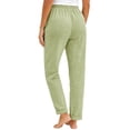 thumbnail image 4 of Lightweight Summer Pants Women 2026 Trendy Drawstring Elastic Waist Linen Palazzo Pants Casual Petite Trouser with Pockets Green M, 4 of 5