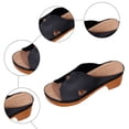 thumbnail image 3 of Rokment Orthopedic Mules Dressy Sandals for Women Ladies Summer Fashion Casual Leather Open Toe Platform Chunky Block High Heels Comfortable Arch Support Walking Dress Slip on Slides Black Size 7, 3 of 5