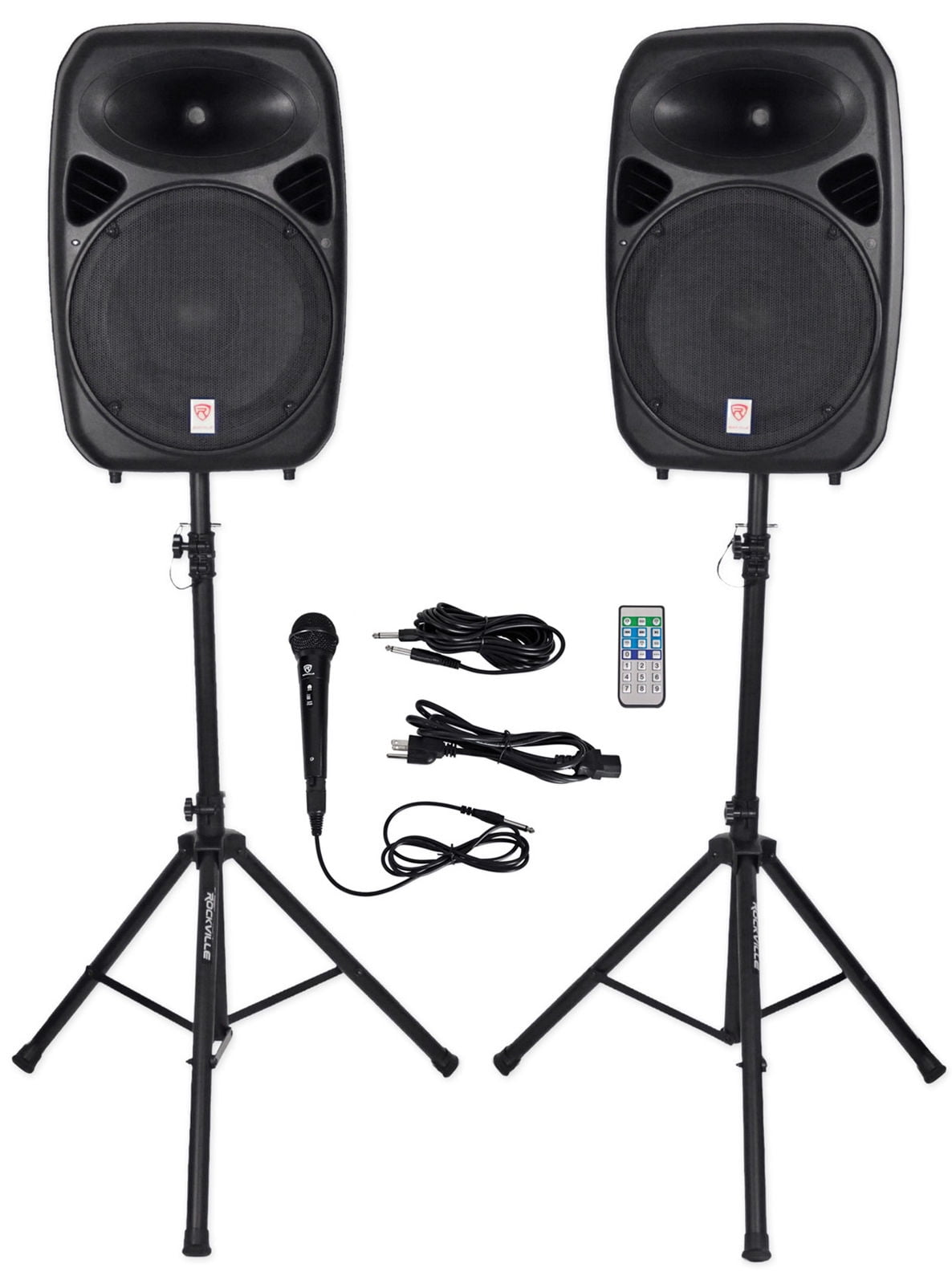 Rockville RPG152K Dual 15" Powered Speakers, Bluetooth+Mic+Speaker