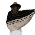 thumbnail image 3 of Women's Shawl Wrap Knitted Casual for Fall Winter (Black&Beige), 3 of 6