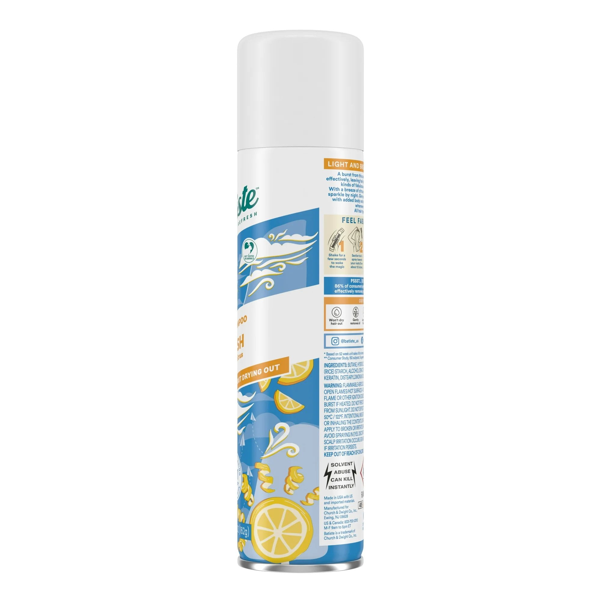 Batiste Instant Hair Refresh Dry Shampoo Light & Breezy Fresh 200ml/6.73oz (6-Pack)