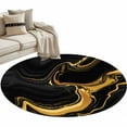 thumbnail image 6 of Marble Black Round Rug 3ft Washable Circle Entryway Rugs Non Slip Vintage Gold Art Abstract Farmhouse Area Rug Indoor Floor Carpet for Bedroom Kitchen Living Room Home Office Dining Room Nursery, 6 of 8