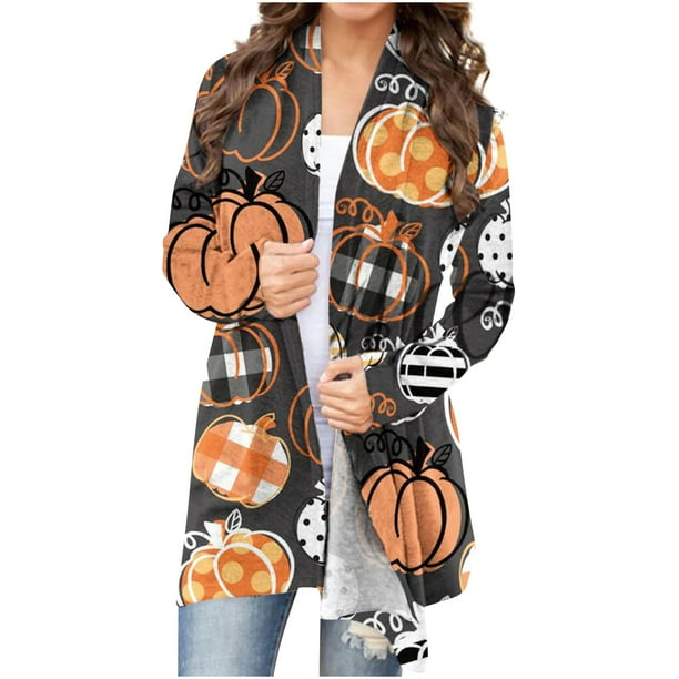 CEHVOM Womens Cardigan Halloween Open Front Draped Knit Cardigans ...