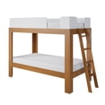thumbnail image 3 of Max & Lily Bunk Bed, Mid-Century Modern Twin over Twin Solid Wood Bed Frame for Kids, 3 of 10