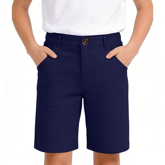 Ulitacool Girls Pants High Waist Shorts With Pockets School Shorts Straight Leg Slacks Comfortable Clothing Navy 13-14 Years