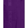 thumbnail image 2 of J. METHOD Men's Long Sleeve Cuban Guayabera Shirt Short Sleeve Button Down Classic Embroidered 4 Pockets Casual Top NEMT118 Purple XL, 2 of 2