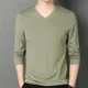 thumbnail image 3 of Ropa para hombre, camiseta verde lisa, camiseta para hombre, unicolor, talla grande, cuello en V, seda helada, gran tamaño, moda Harajuku, nueva y original, 3 of 5
