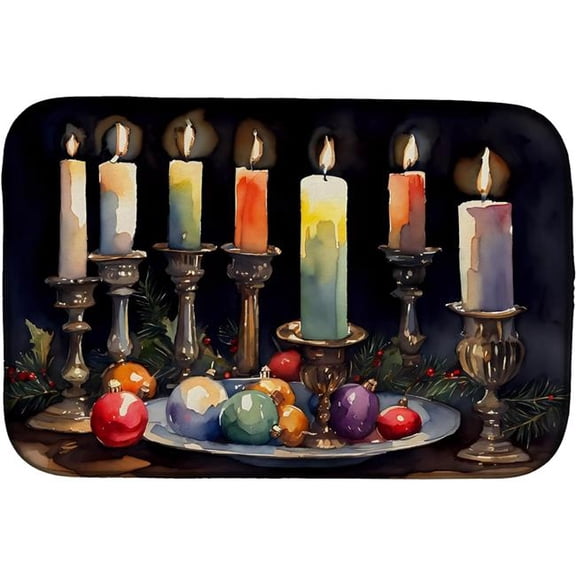 21 x 14 in. Unisex Christmas Candles Dish Drying Mat