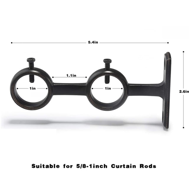 Curtain Rod Bracket, 12Pcs Double Curtain Rod Holder, Double Rod Brackets Hooks for Living Room Bedroom Curtain Rods