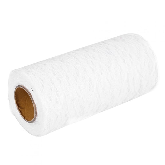 10 Yard Long Wedding Party Decoration Table Runner Chair Sash Floral Lace Tulle Roll (White)