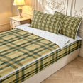 thumbnail image 3 of Manfei Geometric Check Zipper Full Size Comforter Sets with Fitted Sheet and 2 Pillowcases,Classic Plaid Zipper Bedding Set,Yellow Green Brown,Reversible,4pcs, 3 of 8