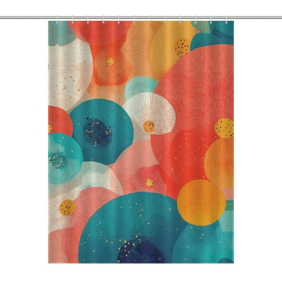 Abstract Colorful Floral Pattern Design Shower Curtains - Bath Shower Curtain Set with 12 Hooks for Adults Kids Bathroom Decor Accessories