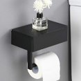 thumbnail image 3 of Soporte para papel higiénico con estante, soporte para papel higiénico de acero inoxidable montado en la pared, soporte para toallas de papel con almacenamiento de toallitas húmedas, color negro, 3 of 5