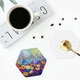 thumbnail image 5 of Kll Hexagon Drink Coasters Set Of 4,Pu Leather Absorbent Coasters Set Decorative Coffee Cup Coasters Housewarming Gift For Home Decor-Spring Flower Seasonal, 5 of 9