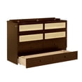 thumbnail image 5 of Queen Size Retro Rattan Murphy Bed, Wood Cabinet Bed with Storage Drawers, Hidden Foldable Platform Bed, Space Saving for Small Room, Guest, Walnut, 5 of 9