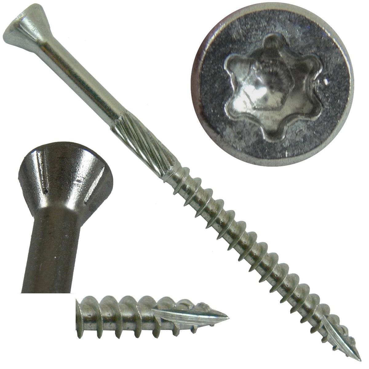 9 x 21/2" Silver Star Stainless Steel TRIM HEAD Screw Torx/Star Drive