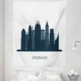 thumbnail image 1 of Cincinnati Tapestry, Monochrome Silhouette of Structures Tall Shorter Scenery, Fabric Wall Hanging Decor for Bedroom Living Room Dorm, 5 Sizes, Violet Blue Slate Blue, by Ambesonne, 1 of 1