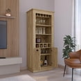 thumbnail image 3 of Depot E-Shop Gale 2-Door Bar Cabinet with 5 Shelves, Built-in Bottle Storage and Glass Rack, Macadamia, 3 of 7